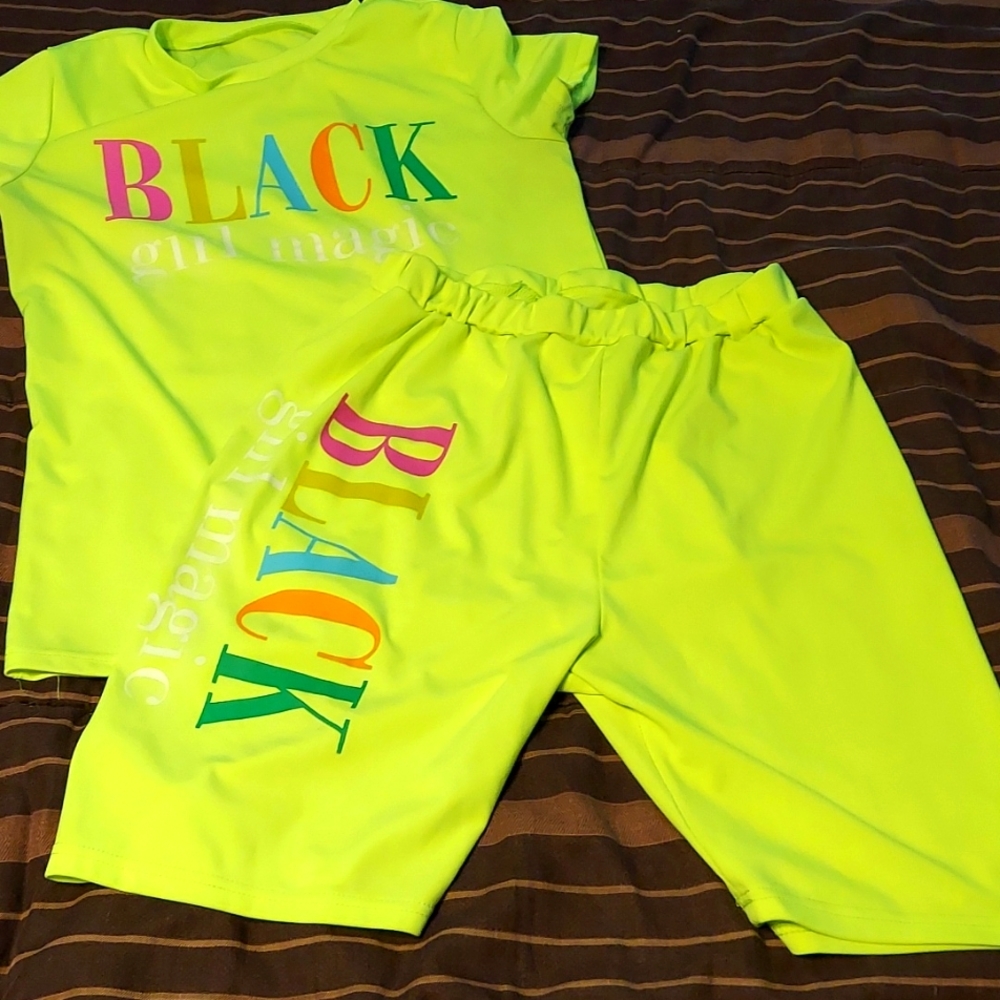 Lime green  short Set